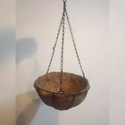 HANGING POT MADE OF COCONUT HUSK WITH METAL CHAIN