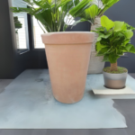 ROUND TERRACOTTA PLANTERS, 70 CM HT, 35 CM W.