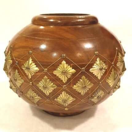 WOODEN POT 24CM HEIGHT 27CM DIA- FOR DRY FLOWERS ONLY