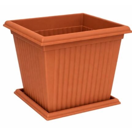SQUARE PLASTIC PLANTER WITH TRAY - 45 CM LENGTH