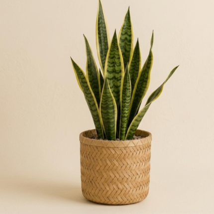 SNAKE PLANT IN BAMBOO POT - 35-40 CM HEIGHT